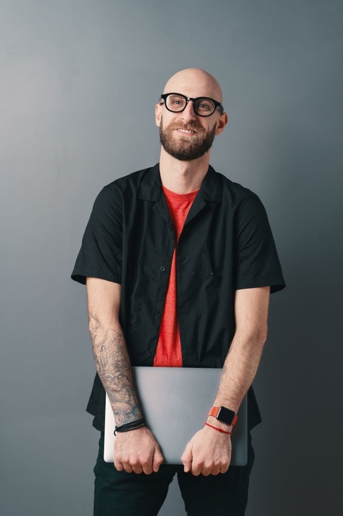 Young Bald man with Beard Style