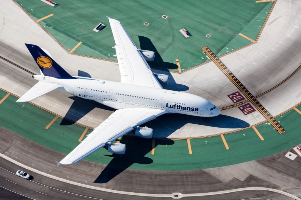 Lufthansa Airline above