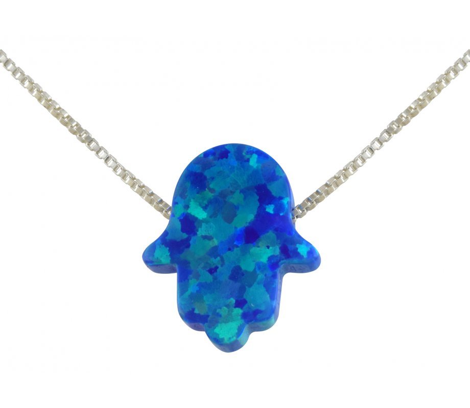Opal Hamsa Pendant Necklace