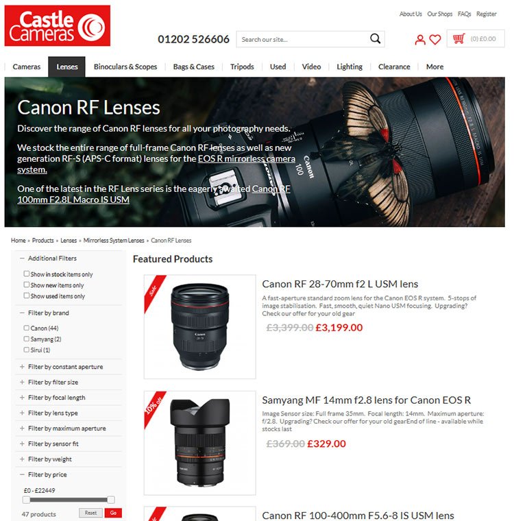Purchasing Canon RF lenses Online in the UK